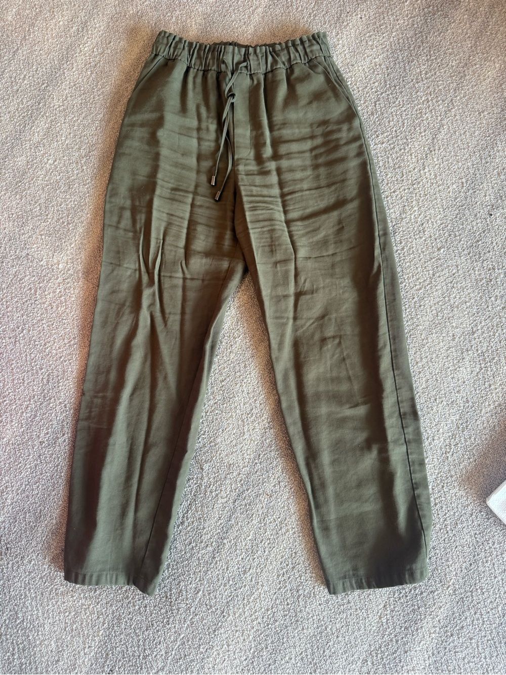 Mango Women's Olive Green Straight-Leg Drawstring Pants